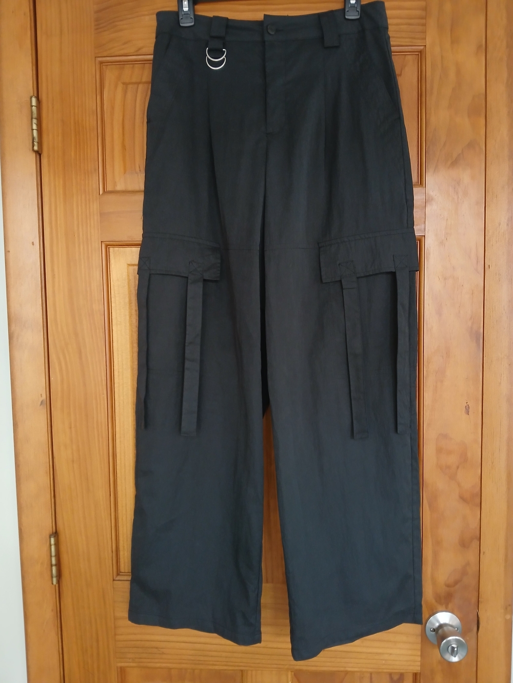 Vanilla Star Black Wide-Leg Cargo Pants with D-Ring